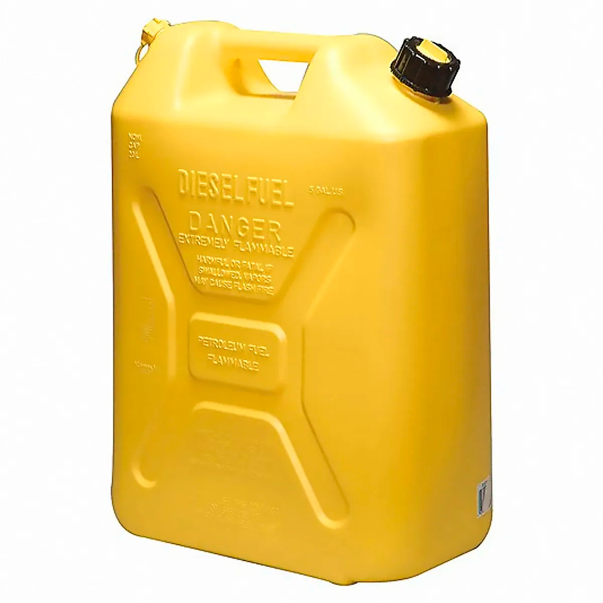Bidon à diesel jaune de 20 L de style militaire avec bouchon à vis noir