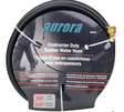 Tuyau d’arrosage en caoutchouc noir de marque Aurora, modèle pour entrepreneurs, longueur de 50 pieds (15,2 m), diamètre 5/8'', conçu pour une pression maximale de 400 psi et des températures allant de -30°C à 82°C.