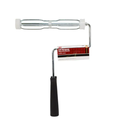 Support à rouleau de peinture en métal avec poignée noire, compatible avec les manchons standards de 9 pouces.