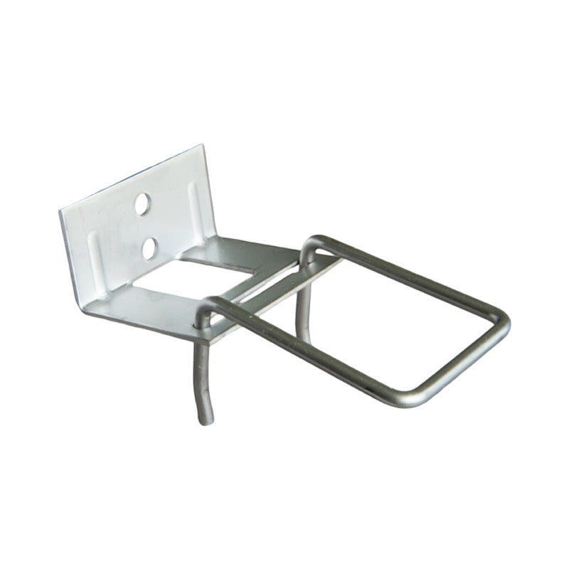 Ancrage double galvanisé avec plaque à deux trous et étrier rectangulaire soudé, utilisé pour la fixation de murs en maçonnerie à double parement.