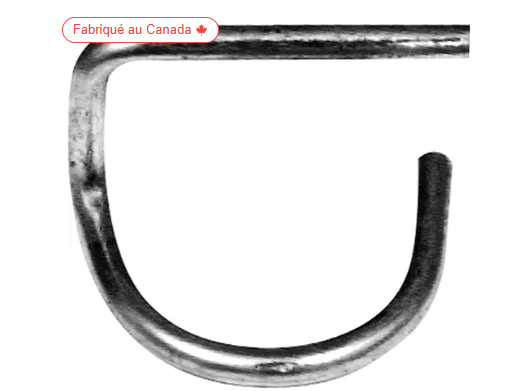 Queue de cochon en métal noirci pour échafaudage, forme en crochet robuste.