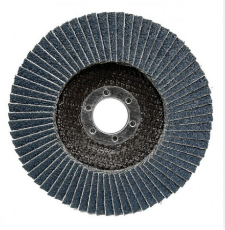 Disque à lamelles abrasives avec support central renforcé, conçu pour le ponçage et l’ébavurage des surfaces métalliques et des matériaux composites.
