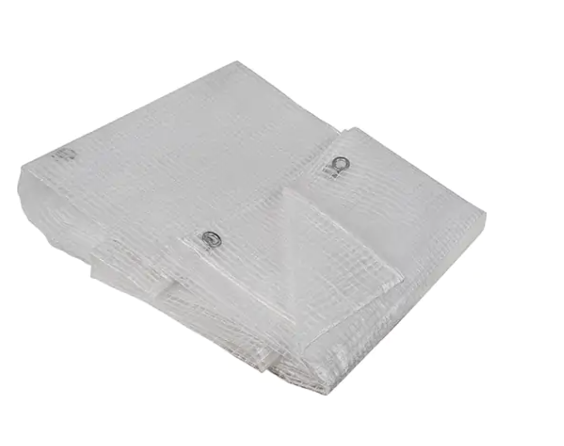 Bâches transparentes, 40' x 30' x 8 mils en polyéthylène renforcé avec œillets antirouille et revêtement imperméable.