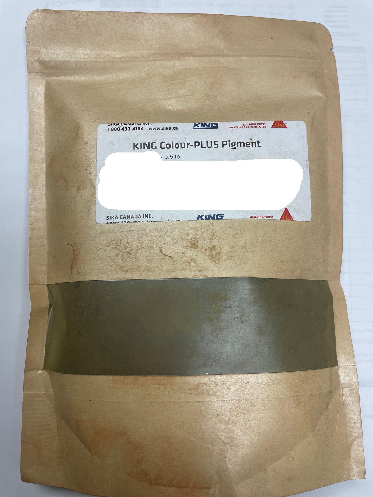 KING Colour-PLUS pigment pouch in cashew colour, 0.5 lb, by Sika Canada for mortar