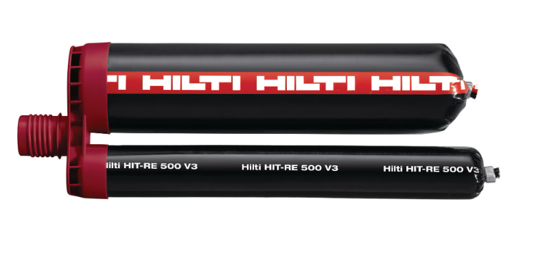 Cartouche d'époxy noir et rouge Hilti XPRS Époxy Hit RE-500 500 ml.