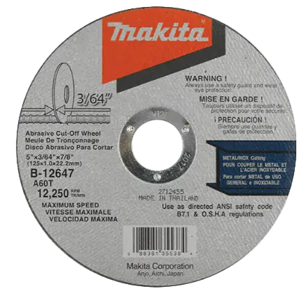 Makita B-12647 5-inch abrasive cut-off wheel for metal and stainless steel