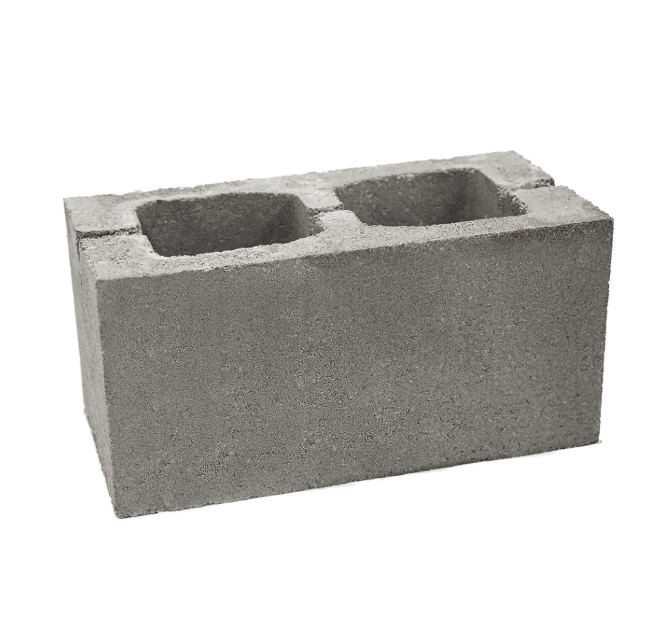 Bloc de ciment creux 6″ x 8″ x 16 1.2H FEU en béton gris pour construction solide et durable.