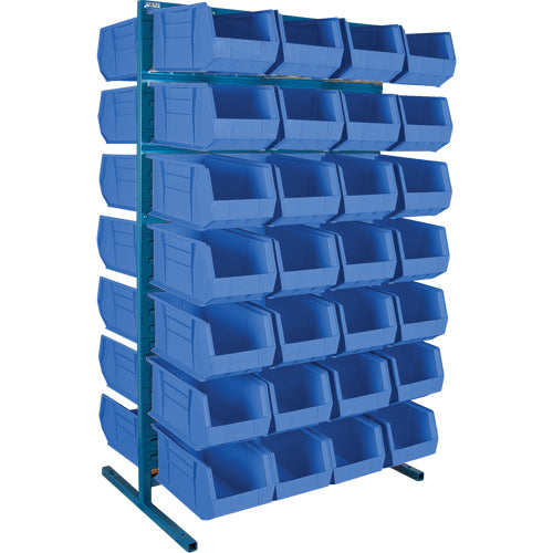 Two-sided stationary bin rack, 36" W x 24" D x 61" H, 56 bins - CB370
