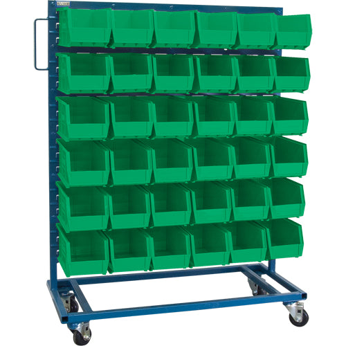 Mobile Single-Sided Bin Rack, Single-Sided, 36 Bins, 36" W x 16" D x 46-1/2" H - CB681