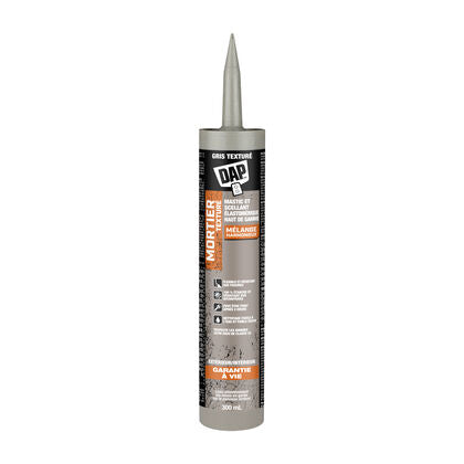Cartridge of DAP textured gray elastomeric mortar and sealant, 300 mL