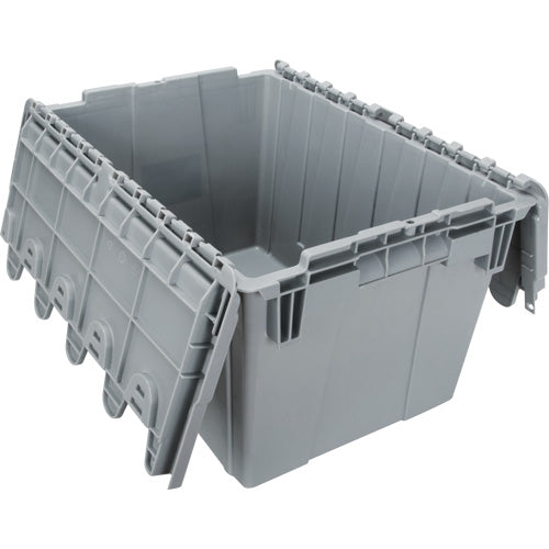 Contenant de distribution en plastique avec dessus basculant, 21,65" x 15,5" x 12,5", Gris - CG125