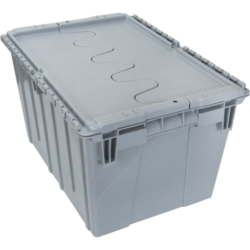 Contenant de distribution en plastique avec dessus basculant, 21,65" x 15,5" x 12,5", Gris - CG125