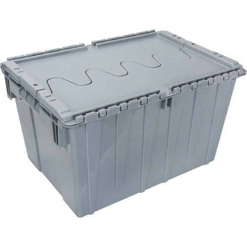 Contenant de distribution en plastique avec dessus basculant, 21,65" x 15,5" x 12,5", Gris - CG125