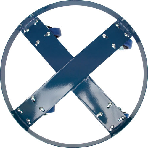 Drum Dolly, Steel, 1400 lb Capacity, 24" Diameter, Blue Rubber Wheel - DC876