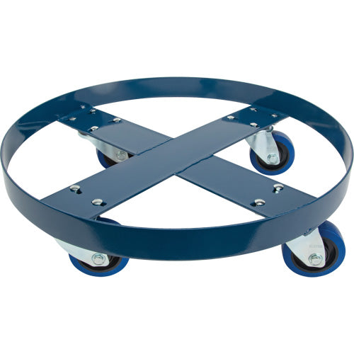 Drum Dolly, Steel, 1400 lb Capacity, 24" Diameter, Blue Rubber Wheel - DC876