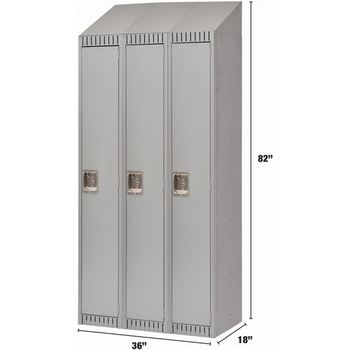Assembled Lockers, Block of 3, 36" x 18" x 82", Steel, Gray, Rivet (Assembled) - FN477
