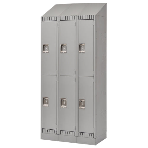 Casiers, 2 niveaux, Bloc de 3, 36" x 18" x 86", Acier, Gris, Démonté - FL410