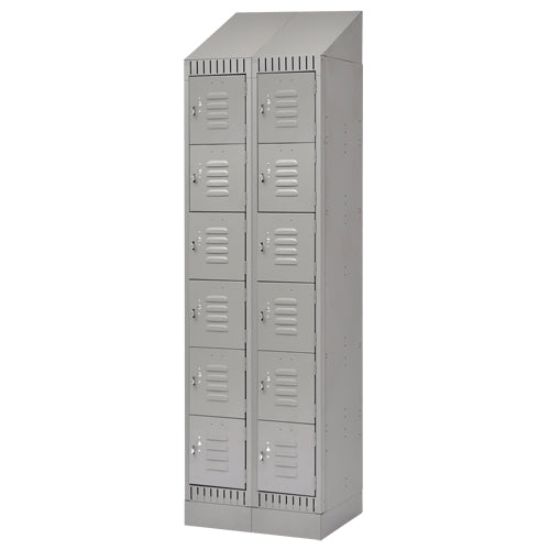 Lockers, 6 levels, Block of 2, 24" x 18" x 86", Steel, Gray, Disassembled - FL413