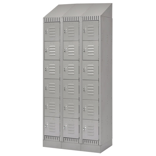 Casiers, 6 niveaux, Bloc de 3, 36" x 18" x 86", Acier, Gris, Démonté - FL414