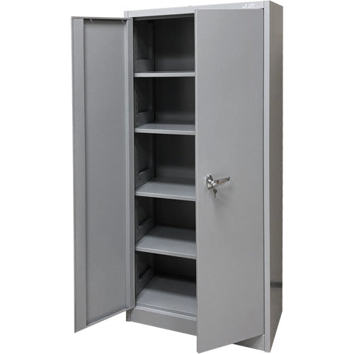 Armoire de rangement, Acier, 4 Tablettes, 66" h x 30" la x 15" P, Gris - FN425