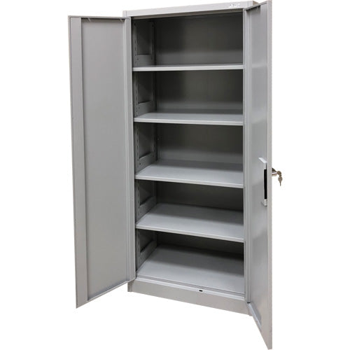Armoire de rangement, Acier, 4 Tablettes, 66" h x 30" la x 15" P, Gris - FN425