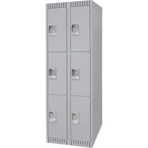Lockers, 3 levels, Block of 2, 24" x 18" x 72", Steel, Gray, Disassembled - FN473