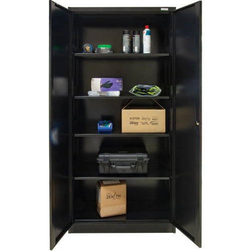 Armoire de rangement Hi-Boy, Acier, 4 Tablettes, 72" h x 36" la x 18" P, Noir - FN658