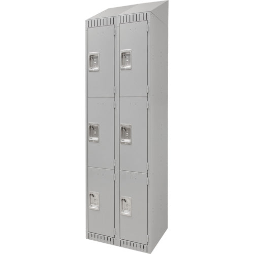 Lockers, 3 levels, Block of 2, 24" x 18" x 82", Steel, Gray, Disassembled - FN665