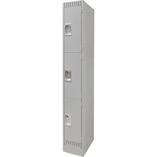 Lockers, 3 tiers, 12" x 18" x 76", Steel, Gray, Knocked down - FN667