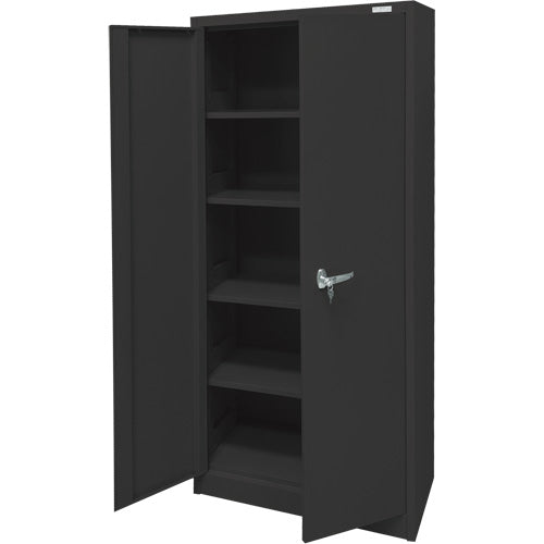 Armoire d'entreposage, Acier, 4 Tablettes, 66" h x 30" la x 15" P, Noir - FN702