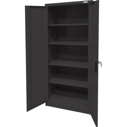 Armoire d'entreposage, Acier, 4 Tablettes, 66" h x 30" la x 15" P, Noir - FN702