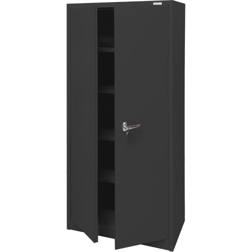 Armoire d'entreposage, Acier, 4 Tablettes, 66" h x 30" la x 15" P, Noir - FN702