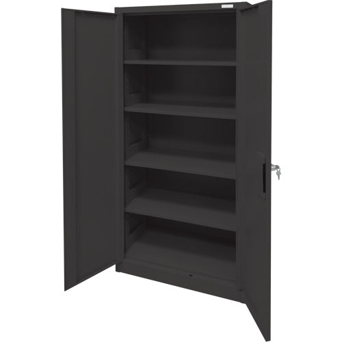Armoire d'entreposage, Acier, 4 Tablettes, 78" h x 36" la x 24" P, Noir - FN703