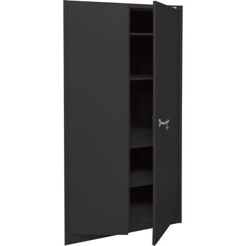 Armoire d'entreposage, Acier, 4 Tablettes, 78" h x 36" la x 24" P, Noir - FN703
