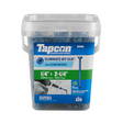 Boîte de 225 vis Tapcon bleues de 1/4" x 2-1/4", avec embout étoile pour éviter le glissement de l’embout, forets inclus, conçues pour la fixation dans le béton, le bloc et la brique.