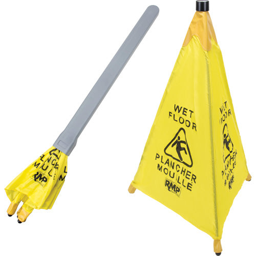 Wet Floor Deployable Safety Cone, Bilingual with Pictogram - JI455