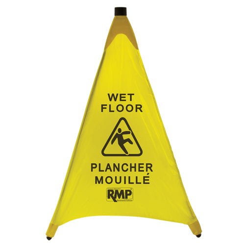 Wet Floor Deployable Safety Cone, Bilingual with Pictogram - JI455