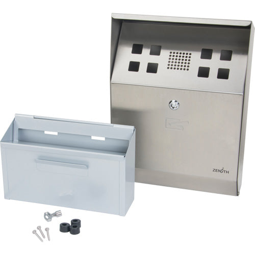 Cendrier, Montage mural, Acier inoxydable, Capacité 1.6 Litres, Hauteur 13-4/5" - JN619