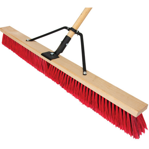 Balai-brosse à manche renforcé, 36", Moyen, Soies PVC - JQ459