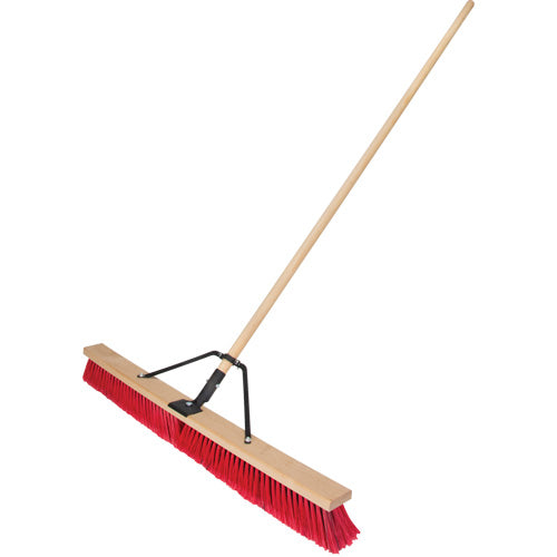 Balai-brosse à manche renforcé, 36", Moyen, Soies PVC - JQ459