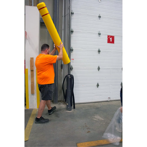 Capuchon en polyéthylène pour borne de protection, 4-1/2" dia. x 52" l, Rouge/Jaune - KI327