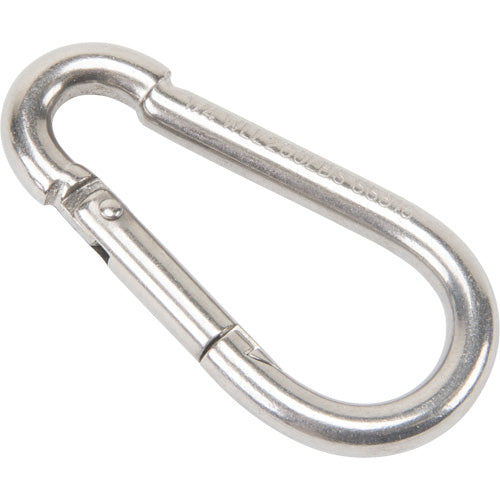 Stainless Steel Carabiner, 260 lb (0.13 ton) Max Working Load, 1/4" Size, 3/8" Eye - LW274