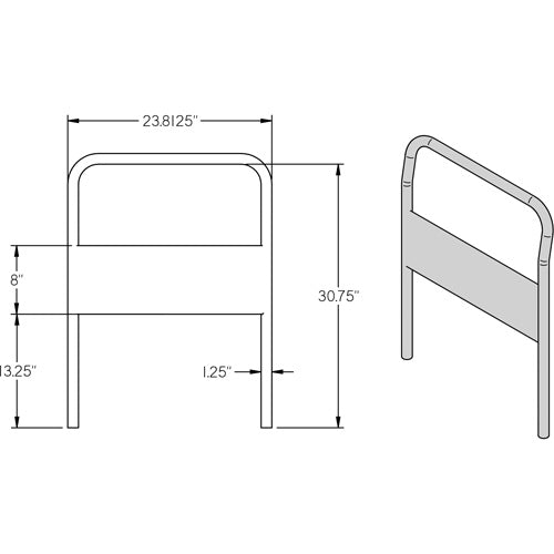 Poignée chromée de 24" pour chariot à plateforme - MB220
