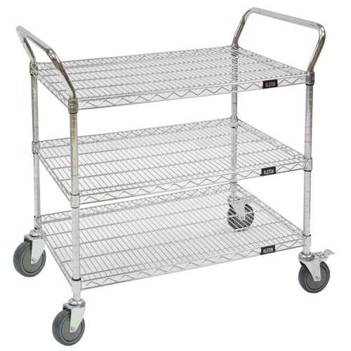 Chariot utilitaire en treillis métallique, Chromé, 60" x 39" x 24", Capacité 800 lb - MJ545