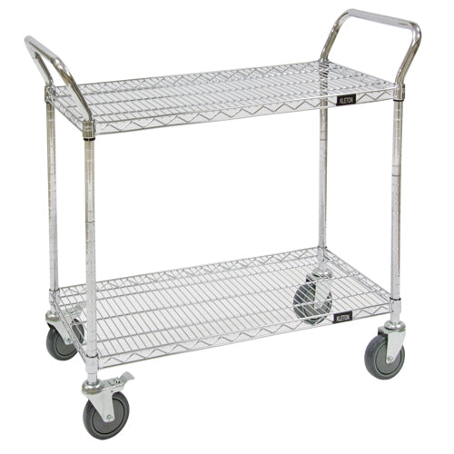 Chariot utilitaire en treillis métallique, Chromé, 60" x 39" x 24", Capacité 800 lb - MK787