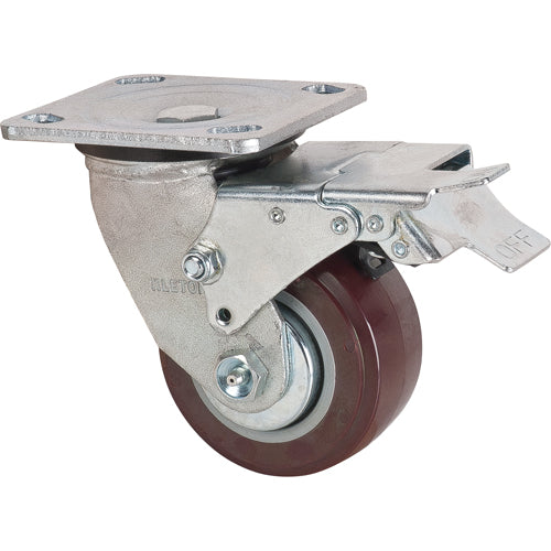 Roulette, Pivotant avec frein, 4" (101,6 mm), Polyuréthane, - MN264