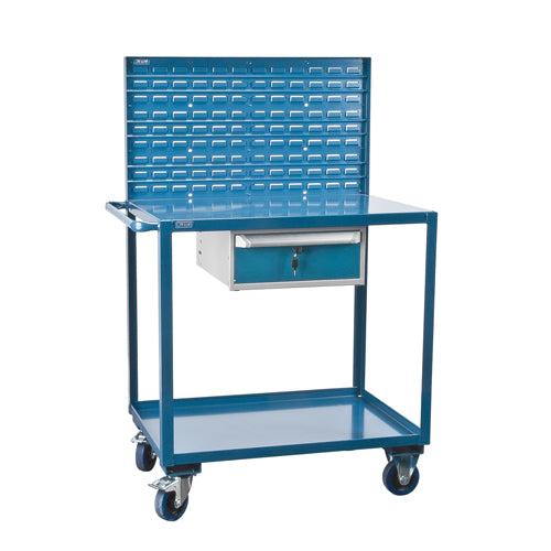 Mobile Service Carts, 2 Tiers, 24" W x 57" H x 40" D, 1200 lb Capacity - MN396