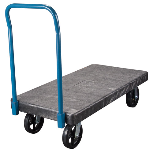 Plastic Platform Trucks, 48" L x 24" W, 2000 lb Cap, Molded Rubber Wheels - MN428