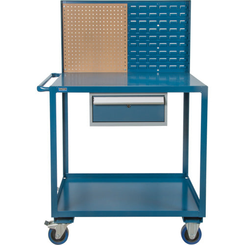 Mobile Service Cart, 2 Tiers, 24" W x 57" H x 40" D, 1200 lb Capacity - MP085