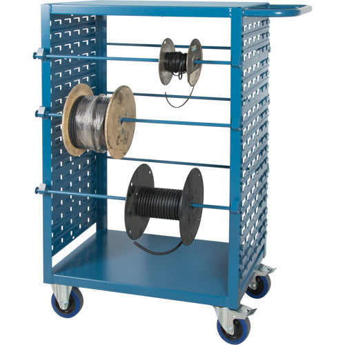 Mobile Coiled Material Cart, Steel, 6 Posts, 21" W x 48" H x 38" D, 1200 lb Capacity - MP086